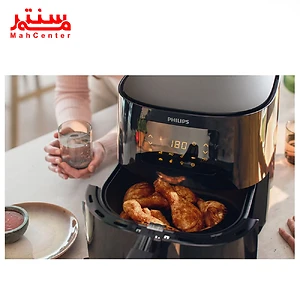 سرخ کن فیلیپس مدل HD9270 با بدنه پلاستیکی مشکی متالیک، طراحی مدرن و مقاوم برای آشپزخانه.
